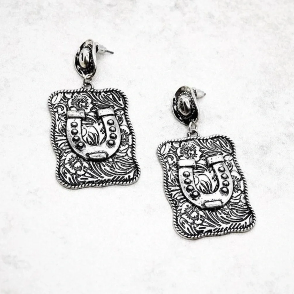 Belt Buckle Statement Earrings